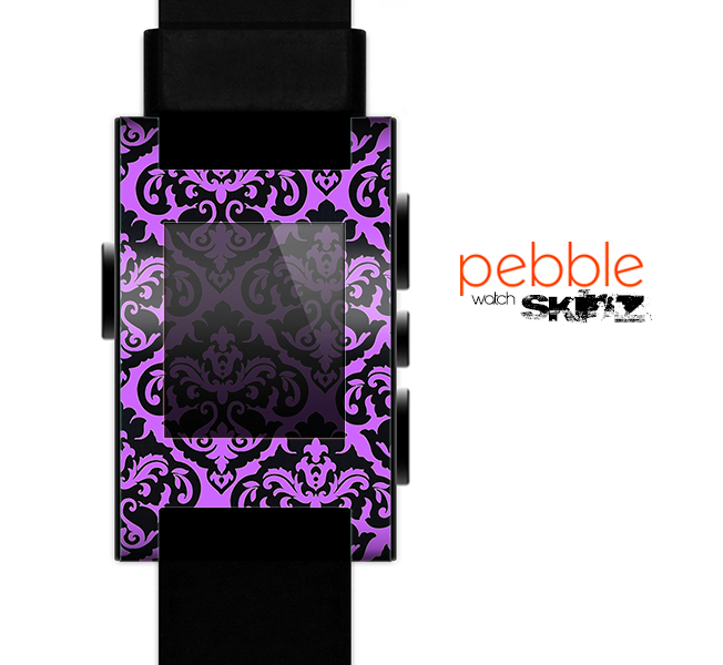 The Black & Purple Delicate Pattern Skin for the Pebble SmartWatch