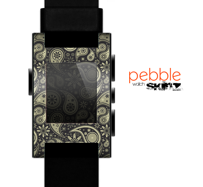 The Black & Vintage Green Paisley Skin for the Pebble SmartWatch