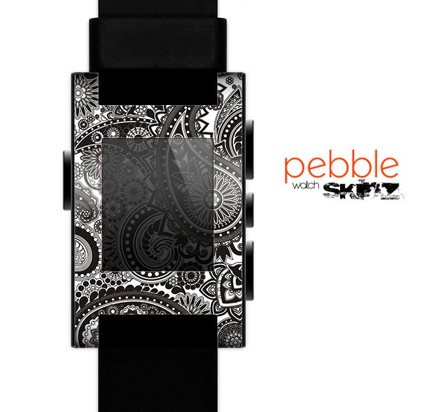 The Black & White Paisley Pattern Skin for the Pebble SmartWatch