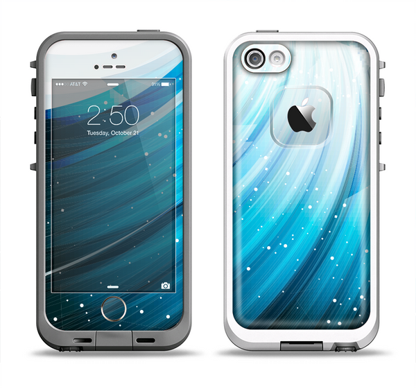 The Black and Blue Highlighted HD Wave Apple iPhone 5-5s LifeProof Fre Case Skin Set