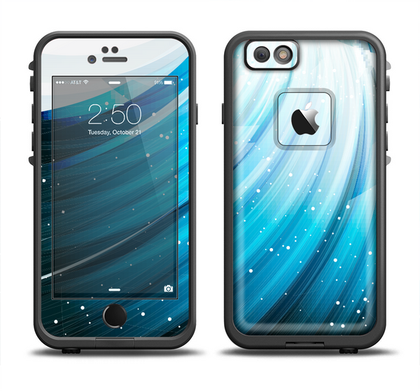 The Black and Blue Highlighted HD Wave Apple iPhone 6/6s Plus LifeProof Fre Case Skin Set