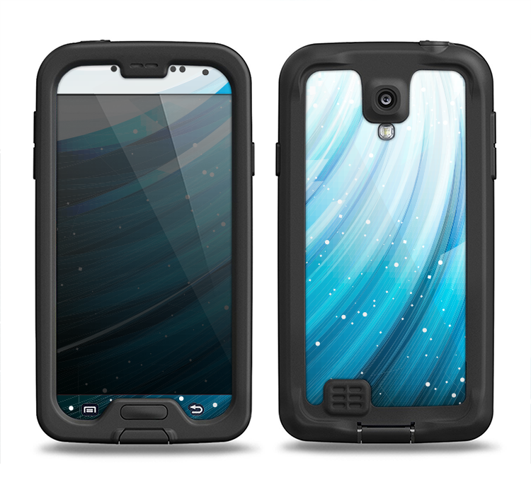 The Black and Blue Highlighted HD Wave Samsung Galaxy S4 LifeProof Fre Case Skin Set