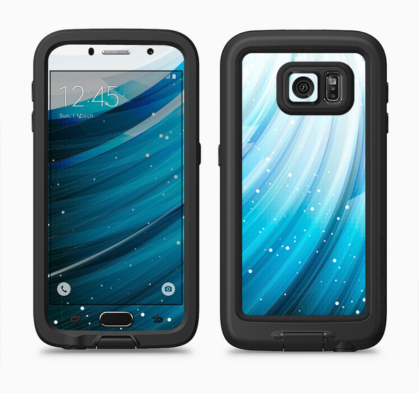 The Black and Blue Highlighted HD Wave Full Body Samsung Galaxy S6 LifeProof Fre Case Skin Kit