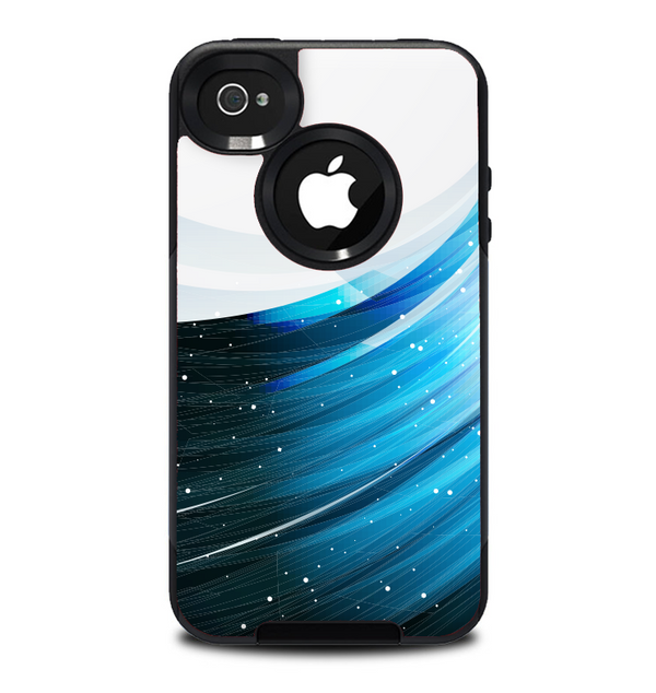 The Black and Blue Highlighted HD Wave Skin for the iPhone 4-4s OtterBox Commuter Case