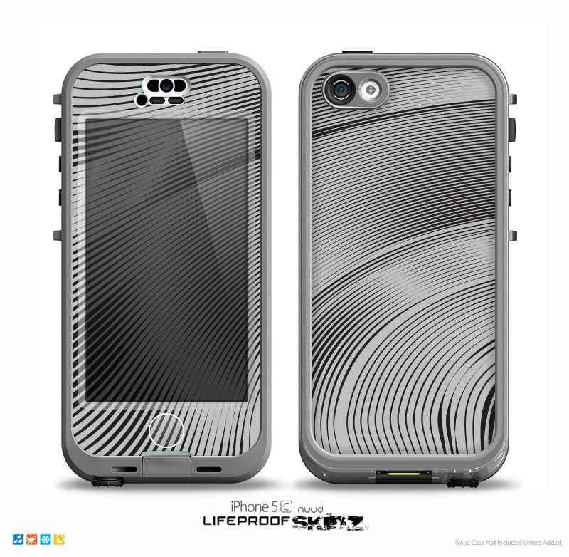 The Black and Gray Wavy Surface Skin for the iPhone 5c nüüd LifeProof Case