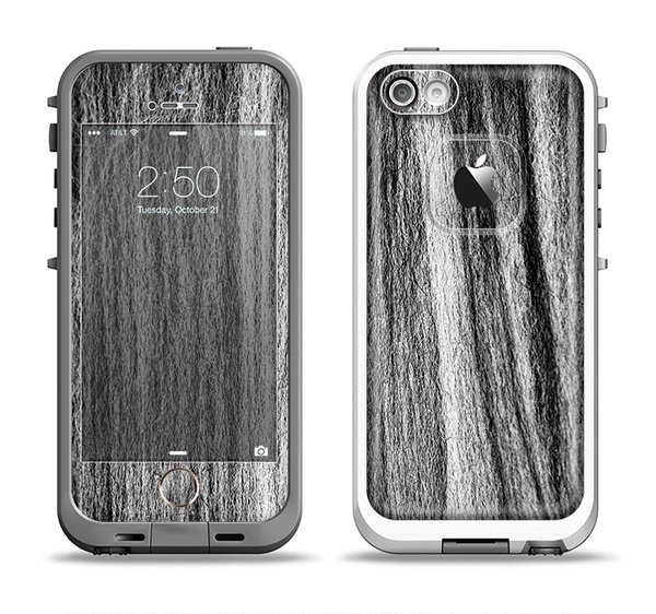 The Black and Grey Frizzy Texture Apple iPhone 5-5s LifeProof Fre Case Skin Set