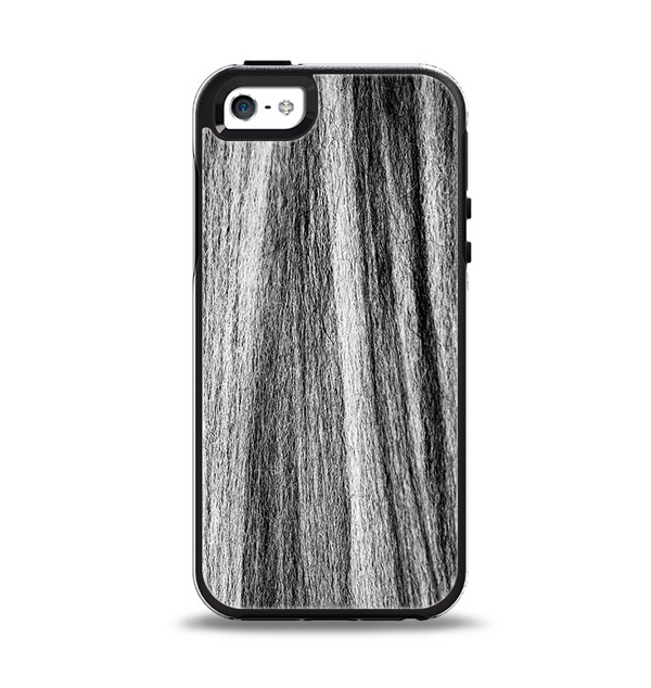 The Black and Grey Frizzy Texture Apple iPhone 5-5s Otterbox Symmetry Case Skin Set