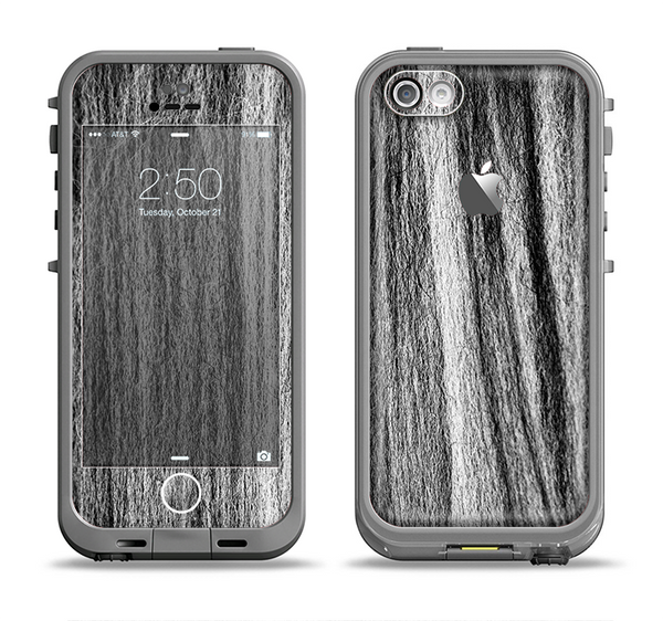 The Black and Grey Frizzy Texture Apple iPhone 5c LifeProof Fre Case Skin Set