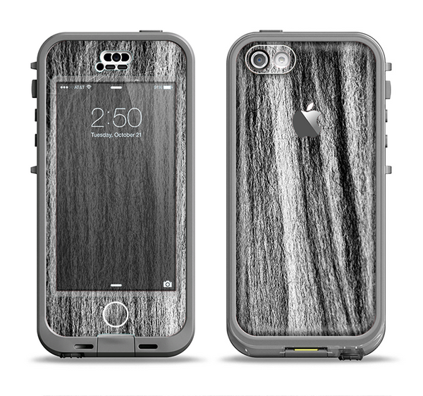 The Black and Grey Frizzy Texture Apple iPhone 5c LifeProof Nuud Case Skin Set