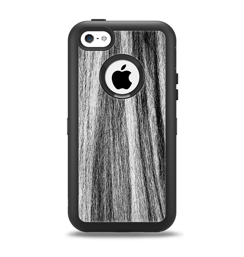 The Black and Grey Frizzy Texture Apple iPhone 5c Otterbox Defender Case Skin Set