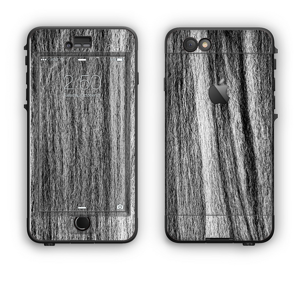 The Black and Grey Frizzy Texture Apple iPhone 6 LifeProof Nuud Case Skin Set