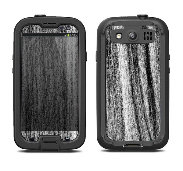 The Black and Grey Frizzy Texture Samsung Galaxy S3 LifeProof Fre Case Skin Set