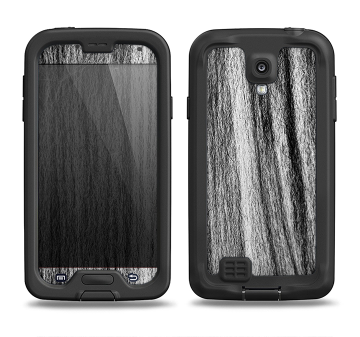 The Black and Grey Frizzy Texture Samsung Galaxy S4 LifeProof Fre Case Skin Set