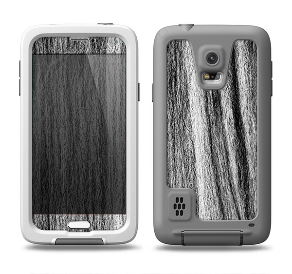 The Black and Grey Frizzy Texture Samsung Galaxy S5 LifeProof Fre Case Skin Set