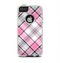 The Black and Pink Layered Plaid V5 Apple iPhone 5-5s Otterbox Commuter Case Skin Set