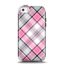 The Black and Pink Layered Plaid V5 Apple iPhone 5c Otterbox Symmetry Case Skin Set