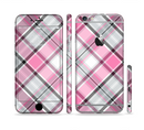 The Black and Pink Layered Plaid V5 Sectioned Skin Series for the Apple iPhone 6s
