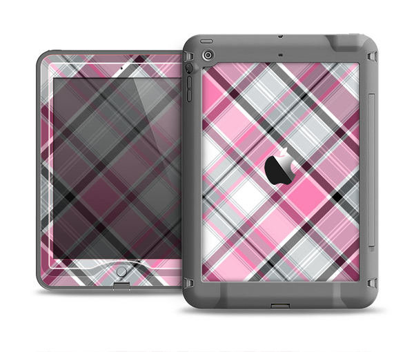 The Black and Pink Layered Plaid V5 Apple iPad Mini LifeProof Nuud Case Skin Set