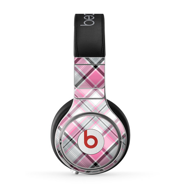 The Black and Pink Layered Plaid V5 Skin for the Beats by Dre Pro Headphones