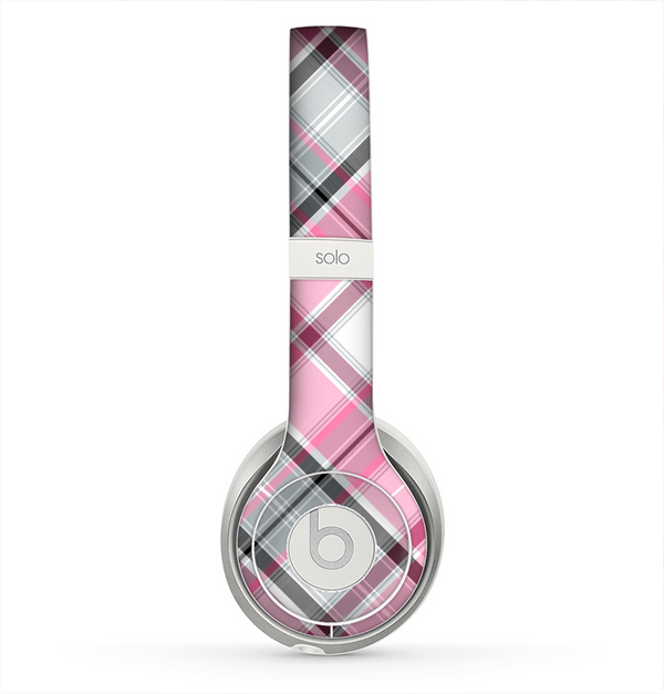 The Black and Pink Layered Plaid V5 Skin for the Beats by Dre Solo 2 Headphones
