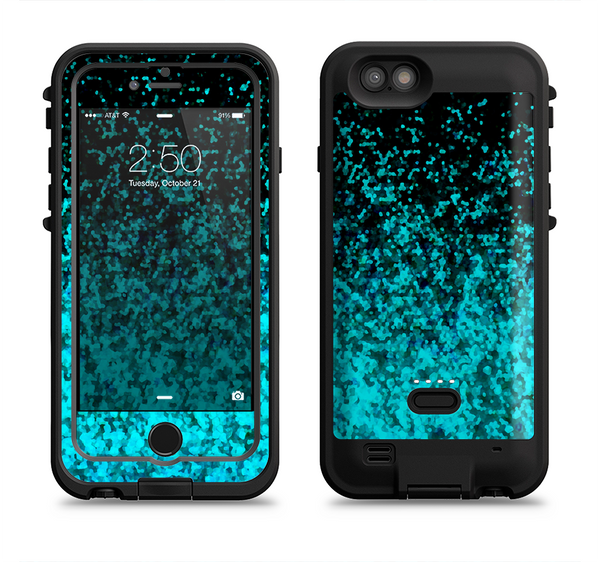 The Black and Turquoise Unfocused Sparkle Print Apple iPhone 6/6s LifeProof Fre POWER Case Skin Set