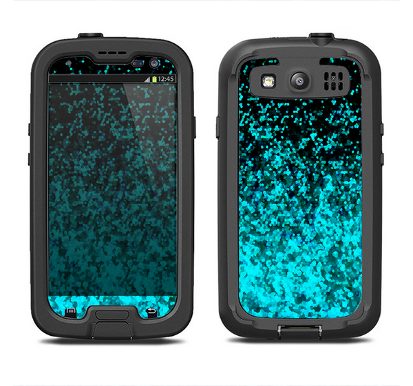 The Black and Turquoise Unfocused Sparkle Print Samsung Galaxy S3 LifeProof Fre Case Skin Set