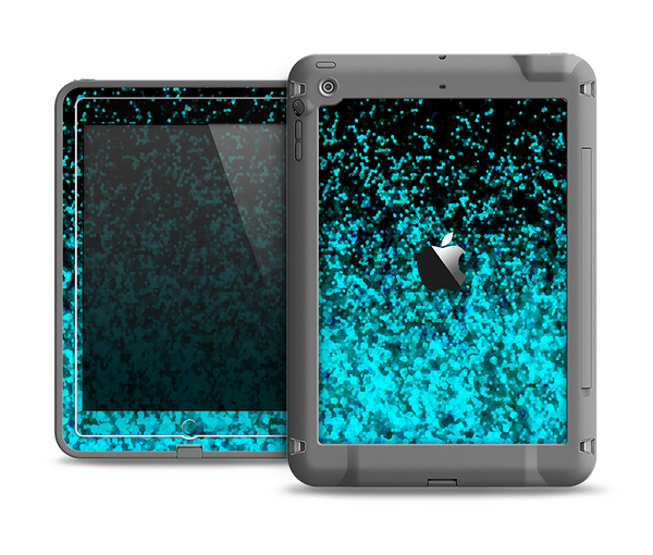 The Black and Turquoise Unfocused Sparkle Print Apple iPad Mini LifeProof Fre Case Skin Set