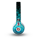 The Black and Turquoise Unfocused Sparkle Print Skin for the Beats by Dre Mixr Headphones