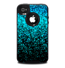 The Black and Turquoise Unfocused Sparkle Print Skin for the iPhone 4-4s OtterBox Commuter Case