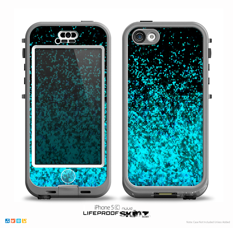 The Black and Turquoise Unfocused Sparkle Print Skin for the iPhone 5c nüüd LifeProof Case