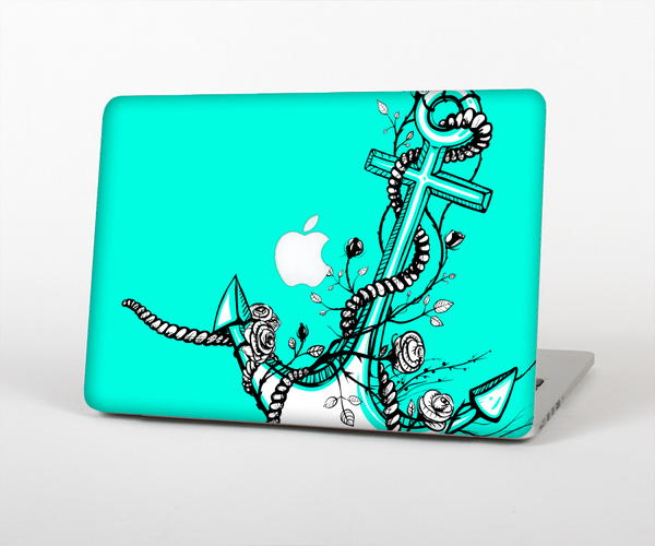 The Black and White Anchor with Roses on Trendy Green Skin for the Apple MacBook Pro 13"  (A1278)