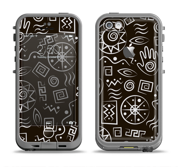 The Black and White Cave Symbols Apple iPhone 5c LifeProof Fre Case Skin Set
