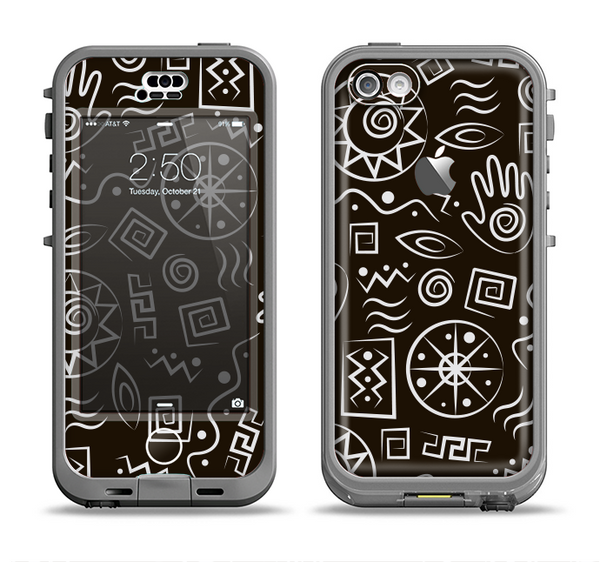 The Black and White Cave Symbols Apple iPhone 5c LifeProof Nuud Case Skin Set
