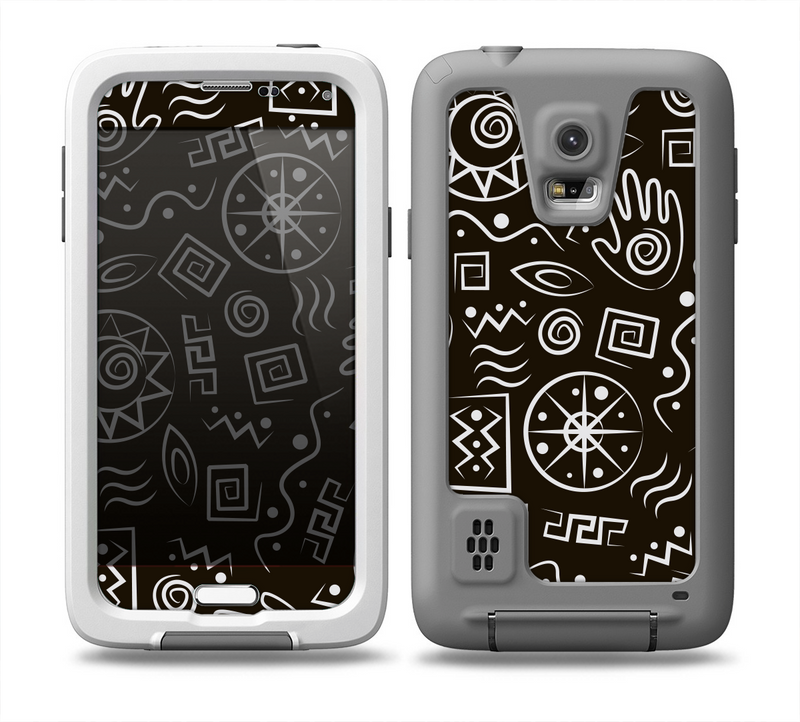 The Black and White Cave Symbols Skin for the Samsung Galaxy S5 frē LifeProof Case