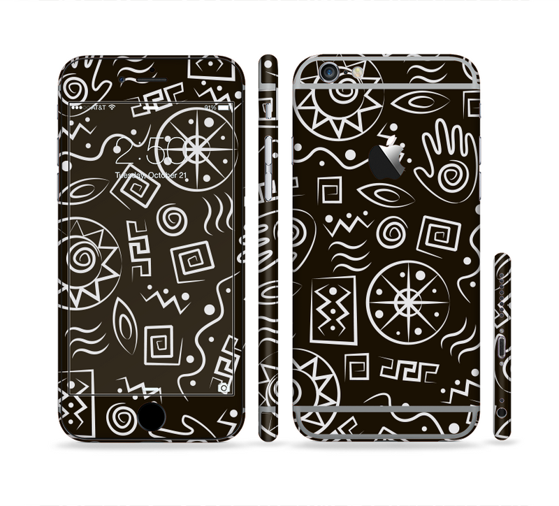 The Black and White Cave Symbols Sectioned Skin Series for the Apple iPhone 6s
