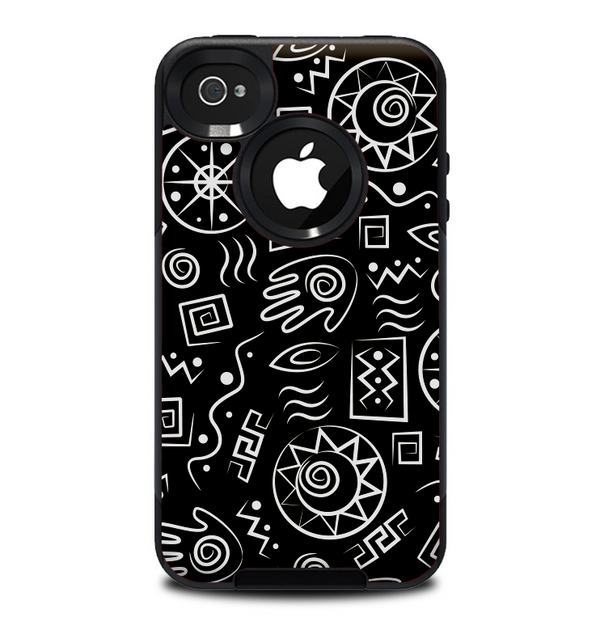 The Black and White Cave Symbols Skin for the iPhone 4-4s OtterBox Commuter Case