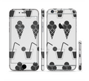 The Black and White Icecream and Drink Pattern Sectioned Skin Series for the Apple iPhone 6s Plus