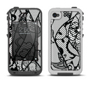 The Black and White Lace Design Apple iPhone 4-4s LifeProof Fre Case Skin Set