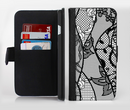 The Black and White Lace Design Ink-Fuzed Leather Folding Wallet Credit-Card Case for the Apple iPhone 6/6s, 6/6s Plus, 5/5s and 5c