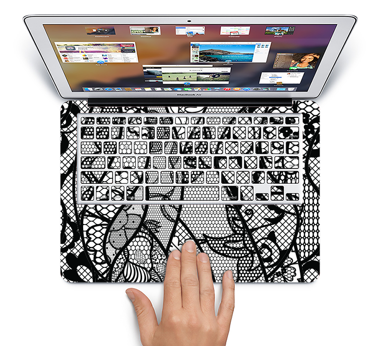 The Black and White Lace Design Skin Set for the Apple MacBook Air 11"