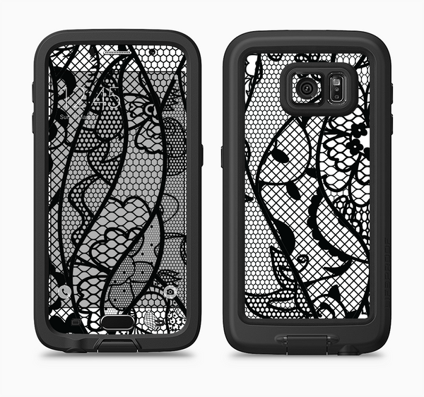 The Black and White Lace Design Full Body Samsung Galaxy S6 LifeProof Fre Case Skin Kit