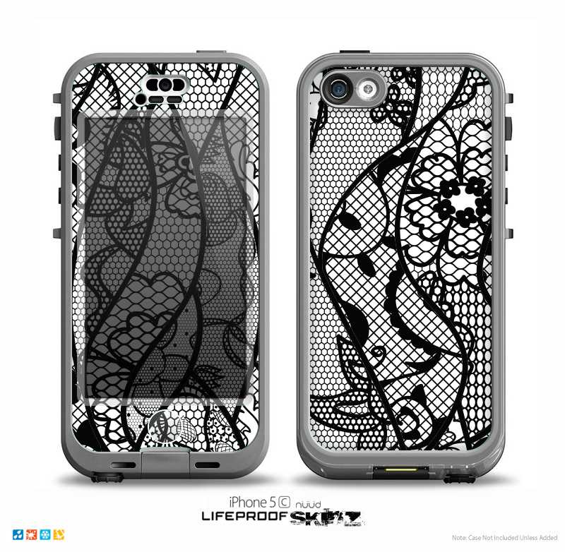 The Black and White Lace Design Skin for the iPhone 5c nüüd LifeProof Case