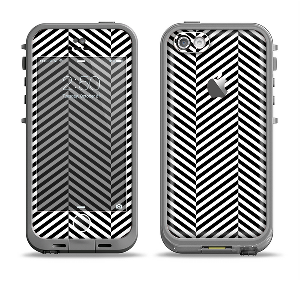 The Black and White Opposite Stripes Apple iPhone 5c LifeProof Fre Case Skin Set
