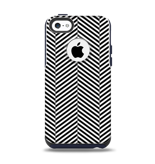 The Black and White Opposite Stripes Apple iPhone 5c Otterbox Commuter Case Skin Set