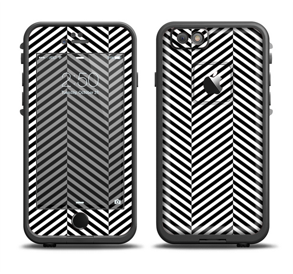 The Black and White Opposite Stripes Apple iPhone 6/6s Plus LifeProof Fre Case Skin Set