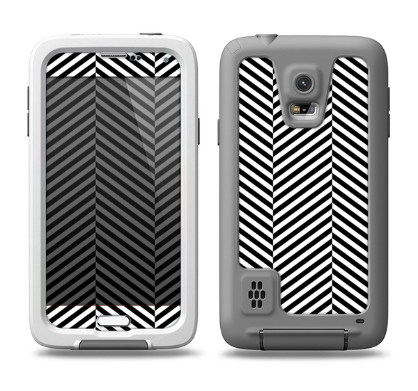 The Black and White Opposite Stripes Samsung Galaxy S5 LifeProof Fre Case Skin Set