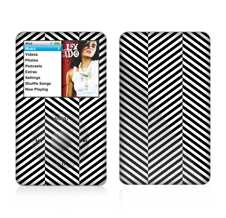 The Black and White Opposite Stripes Skin For The Apple iPod Classic