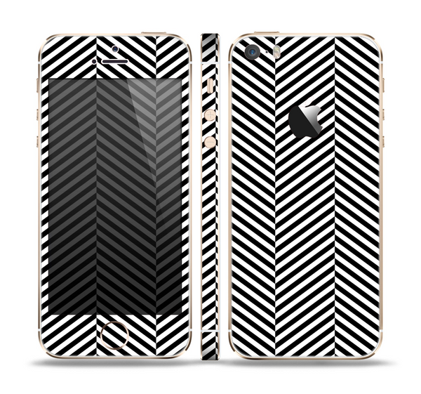 The Black and White Opposite Stripes Skin Set for the Apple iPhone 5s