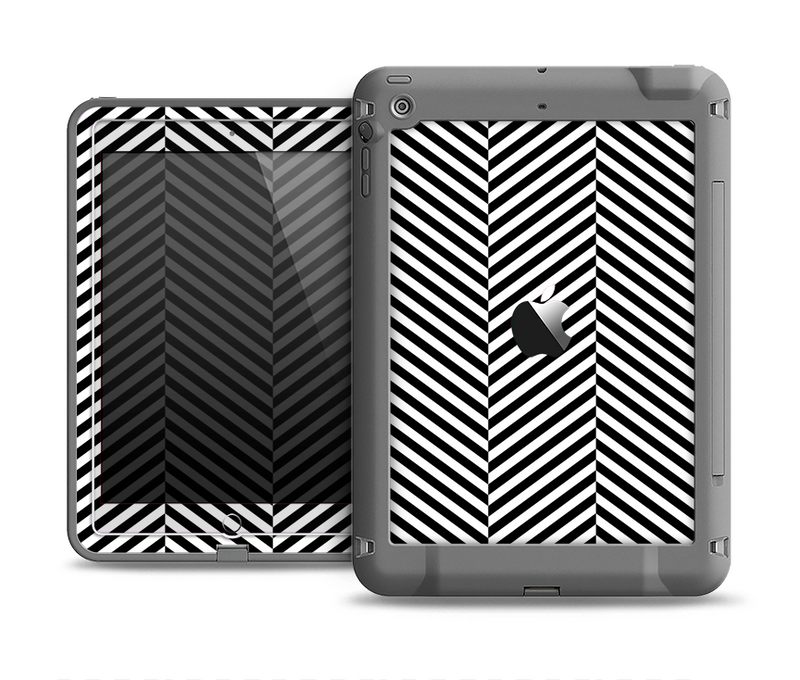 The Black and White Opposite Stripes Apple iPad Air LifeProof Fre Case Skin Set