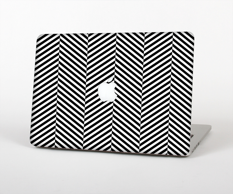 The Black and White Opposite Stripes Skin Set for the Apple MacBook Air 11"